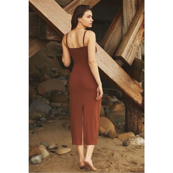 NEW Anthropologie LSPACE Ellery Chocolate Brown Halter Cutout Midi Dress X-Large - Picture 4 of 4